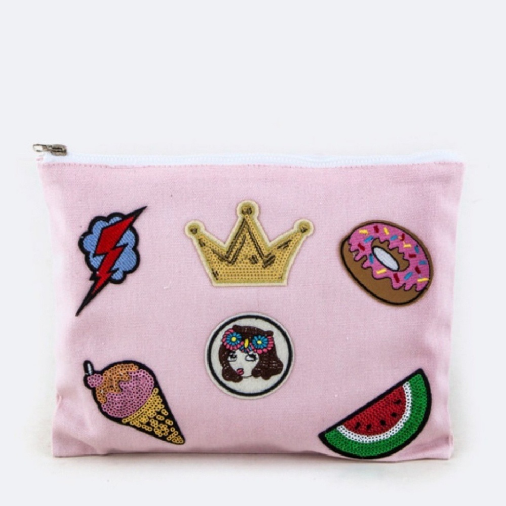 Pink Embroidered Clutch